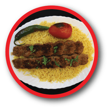 KEBAB WITH PLAIN RICE, SALAD AND RAITA