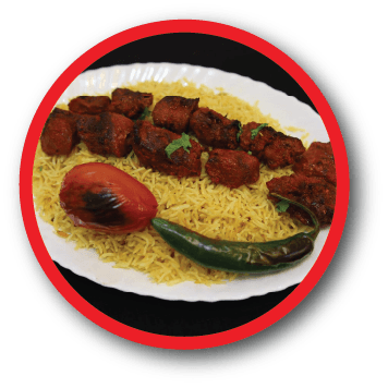 KEBAB WITH PLAIN RICE, SALAD AND RAITA